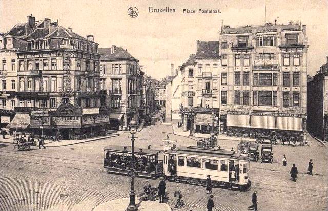 Bruxelles, place fontainas en 1900
